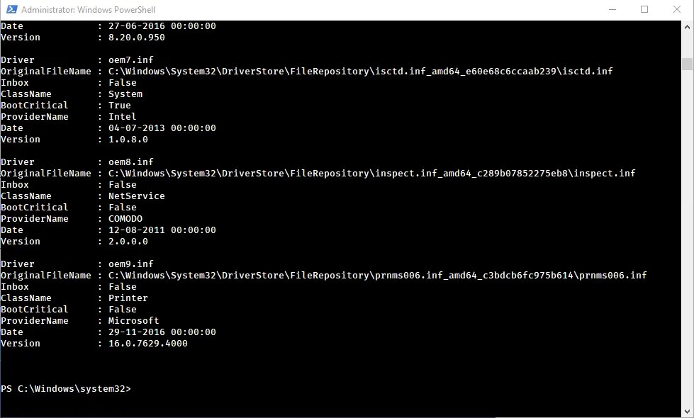 ドライバーをバックアップするPowershellコマンド03 ドライバーをバックアップするPowershellコマンド03